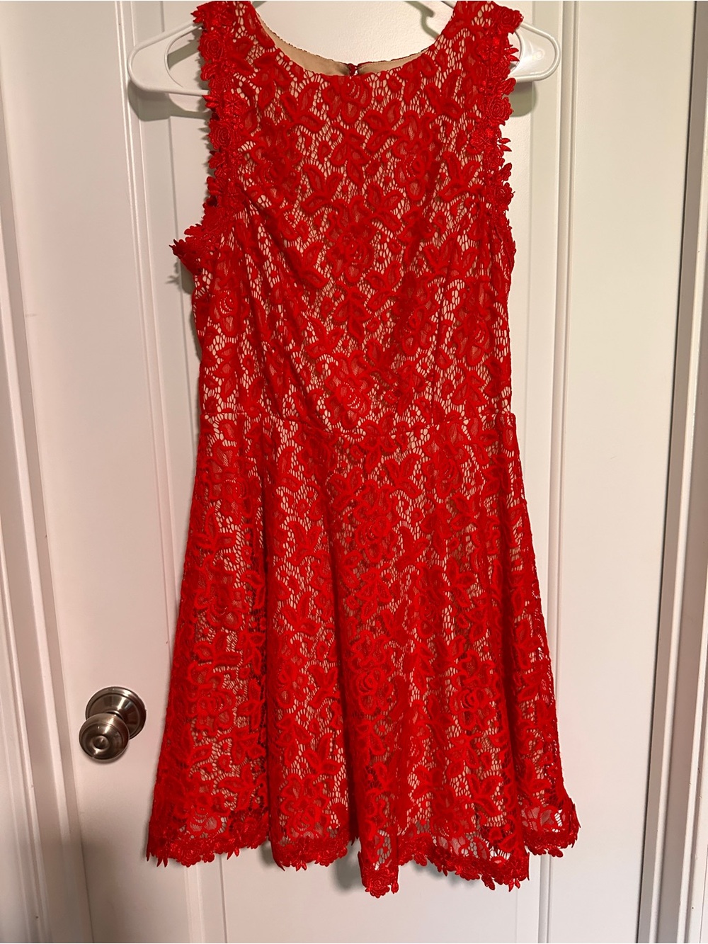 miami Red Lace A-Line Sleeveless Dress